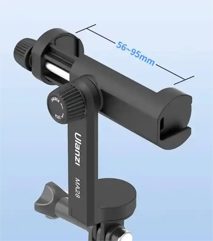 Ulanzi MA28 Phone Stand Clamp Gopro Tripod Mount 360 Rotation Phone Clip with Cold Shoe for Microphone Led Video Vlog Live